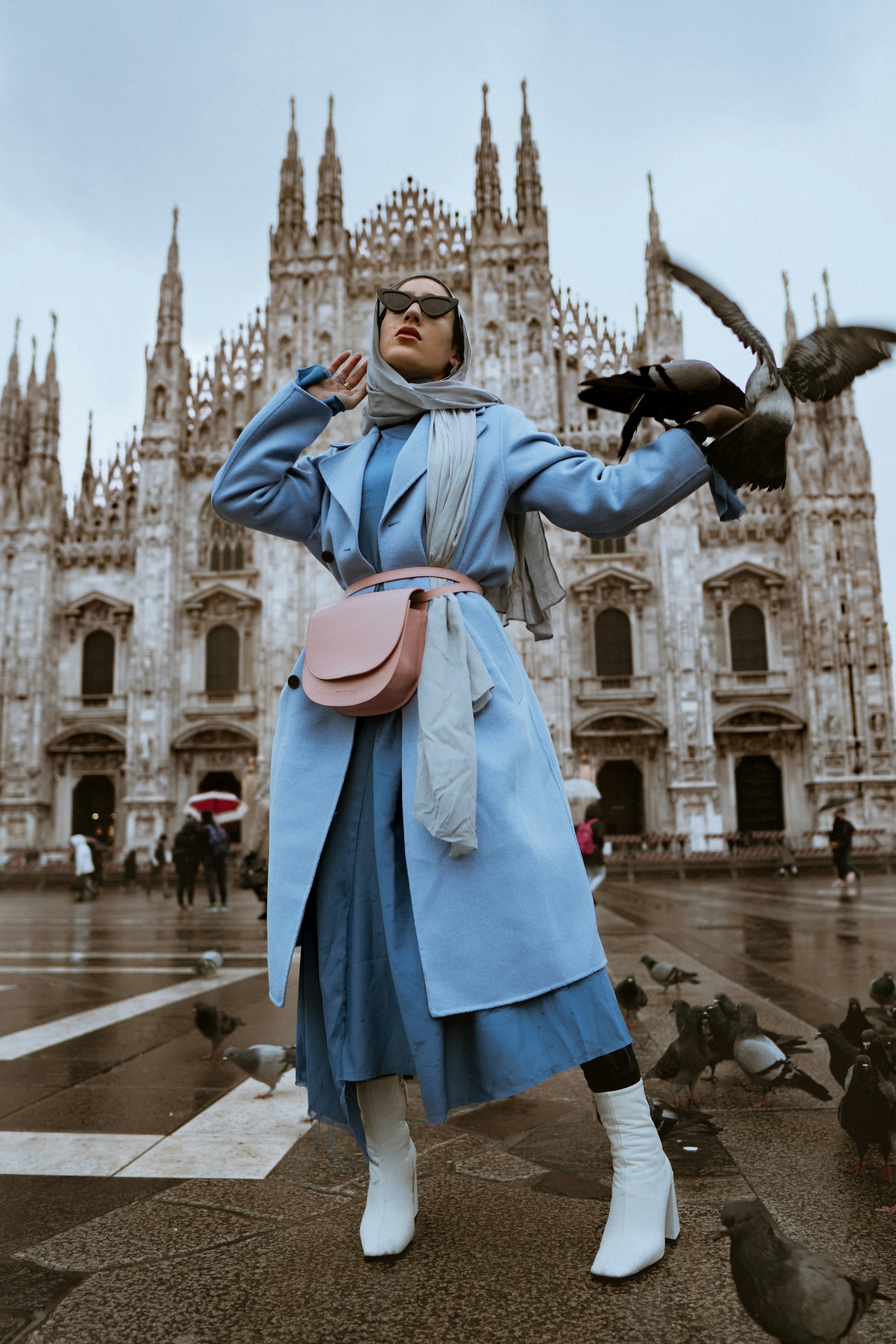 Contemporary street style in a sunlit city